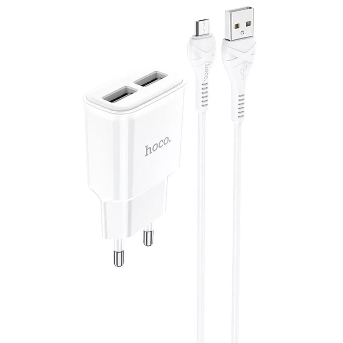 СЗУ HOCO C88A (2USB/2.4A) + MicroUSB Білий