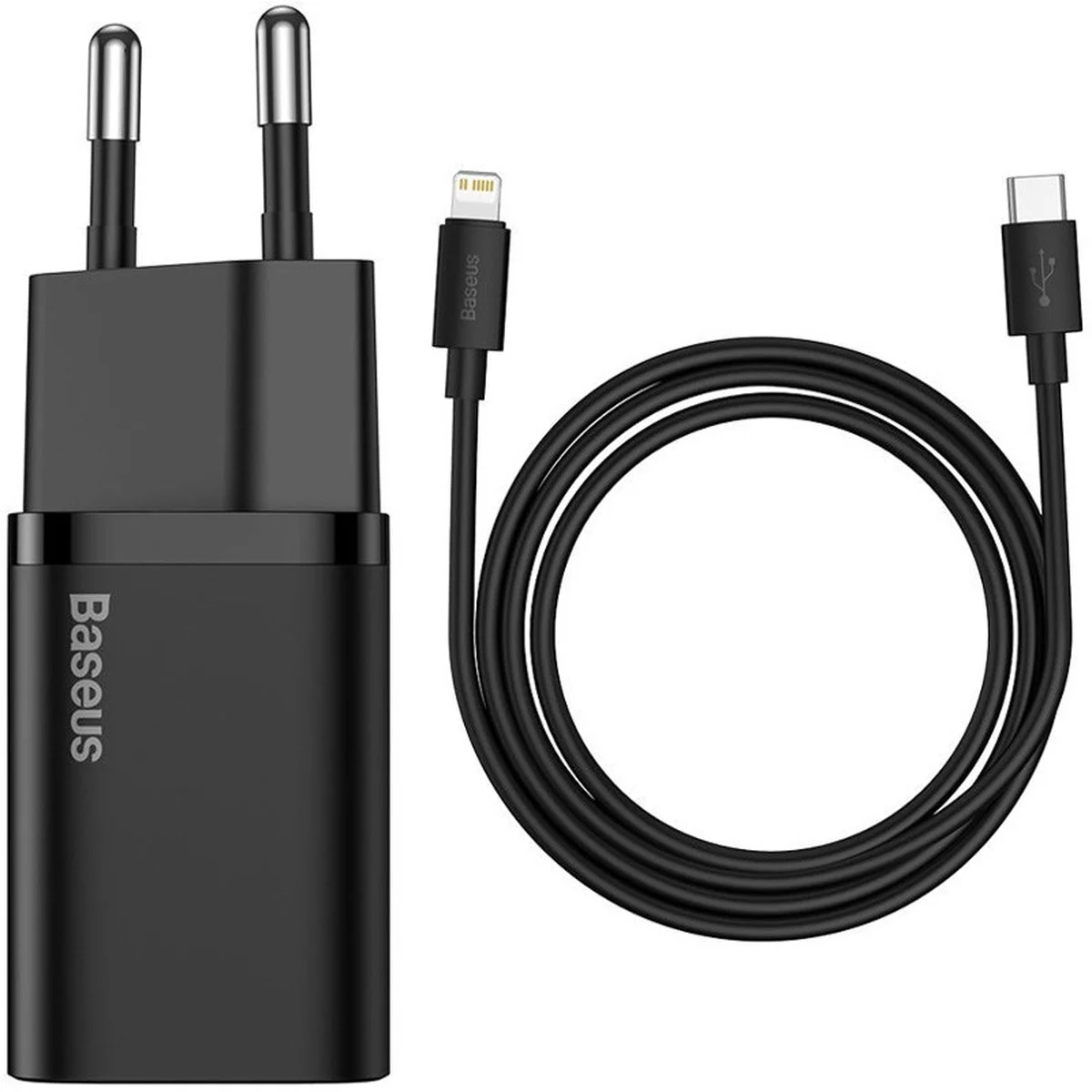 СЗУ Baseus Super Si Quick Charger 1C 20W + кабель Type-C to Lightning Чорний