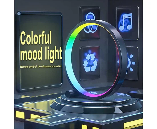 Настільна LED лампа RGB Intelligent circular atmosphere light Bluetooth USB with app Black