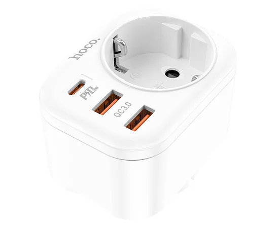 СЗУ Hoco NS3 Multifunctional PD20W (2USB/1Type-C/1xSocket) White