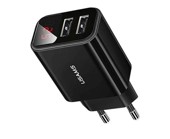 СЗУ USAMS US-CC073 T17 с дисплеем (2USB) Черный