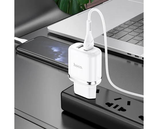СЗУ Hoco N4 (2USB/2.4A) + Lightning Белый