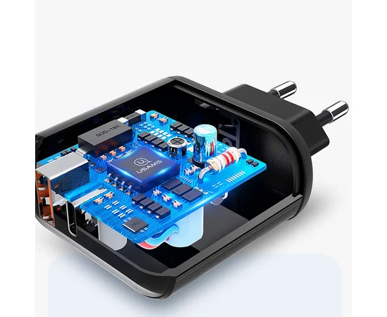 СЗУ USAMS US-CC085 T23 QC3.0+PD3.0 18W Digital Display Fast Charger （EU） Черный