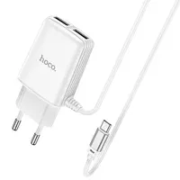 СЗУ HOCO C82A Real power dual port cable charger (for MicroUSB) (EU) Белый