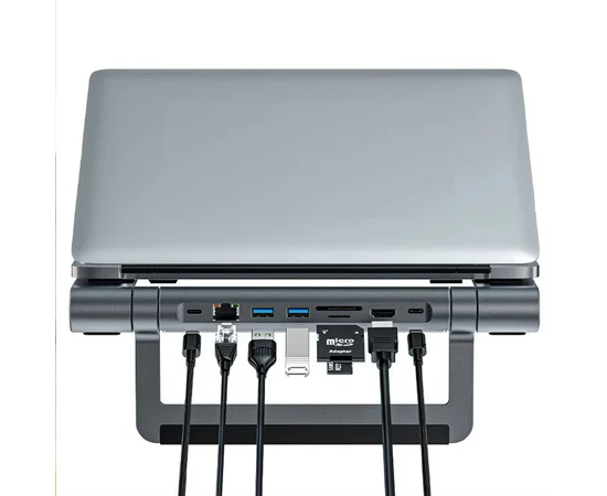 Подставка для ноутбука + HUB Acefast E5 PLUS USB-C Space Gray
