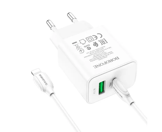 СЗУ Borofone BA67A PD20W+QC3.0 + Type-C + Lightning Білий