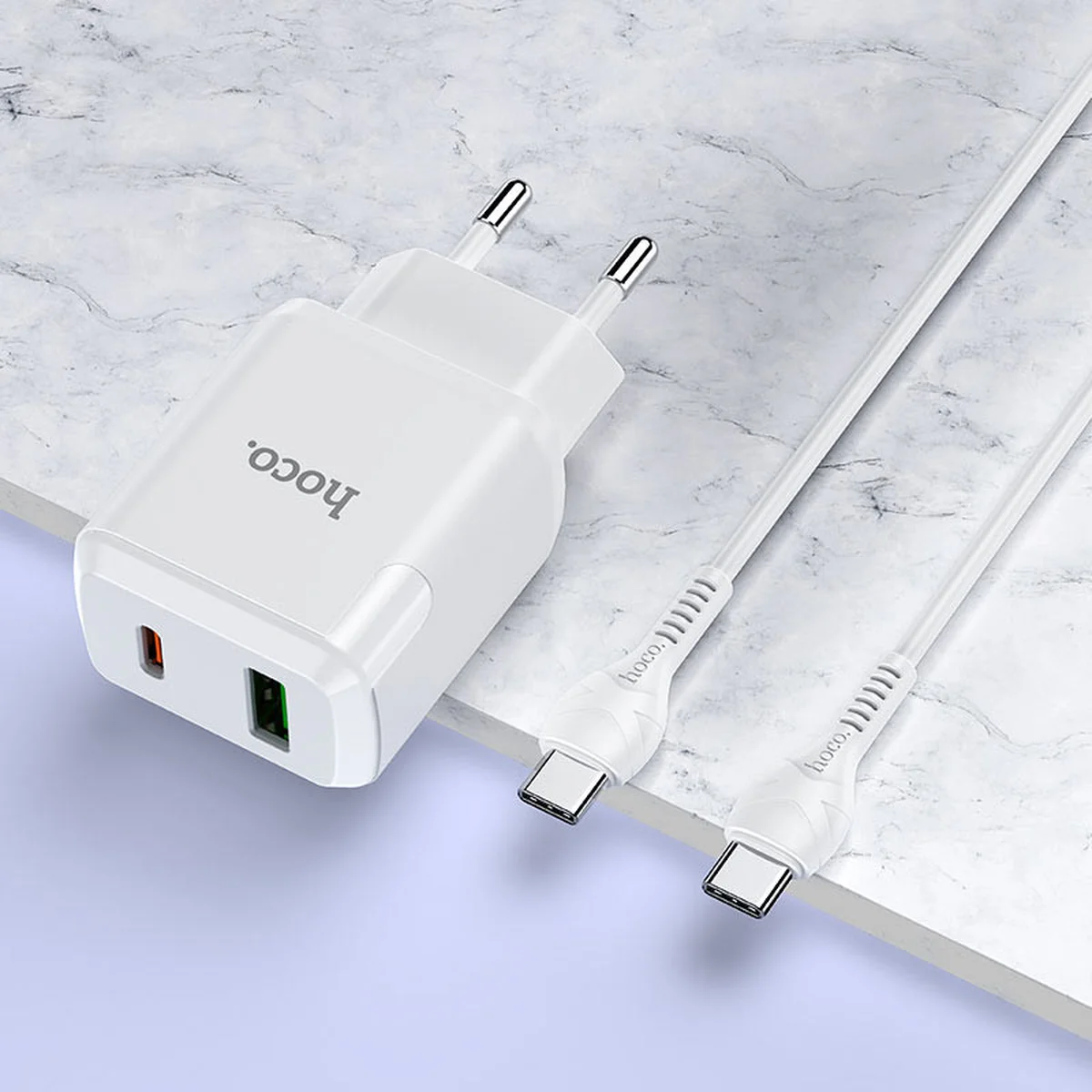 СЗУ Hoco N5 Favor 20W PD+QC3.0 Type-C to Type-C Белый