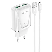 СЗУ Borofone BA54A Wide road QC3.0 (2USB) + Type-C White