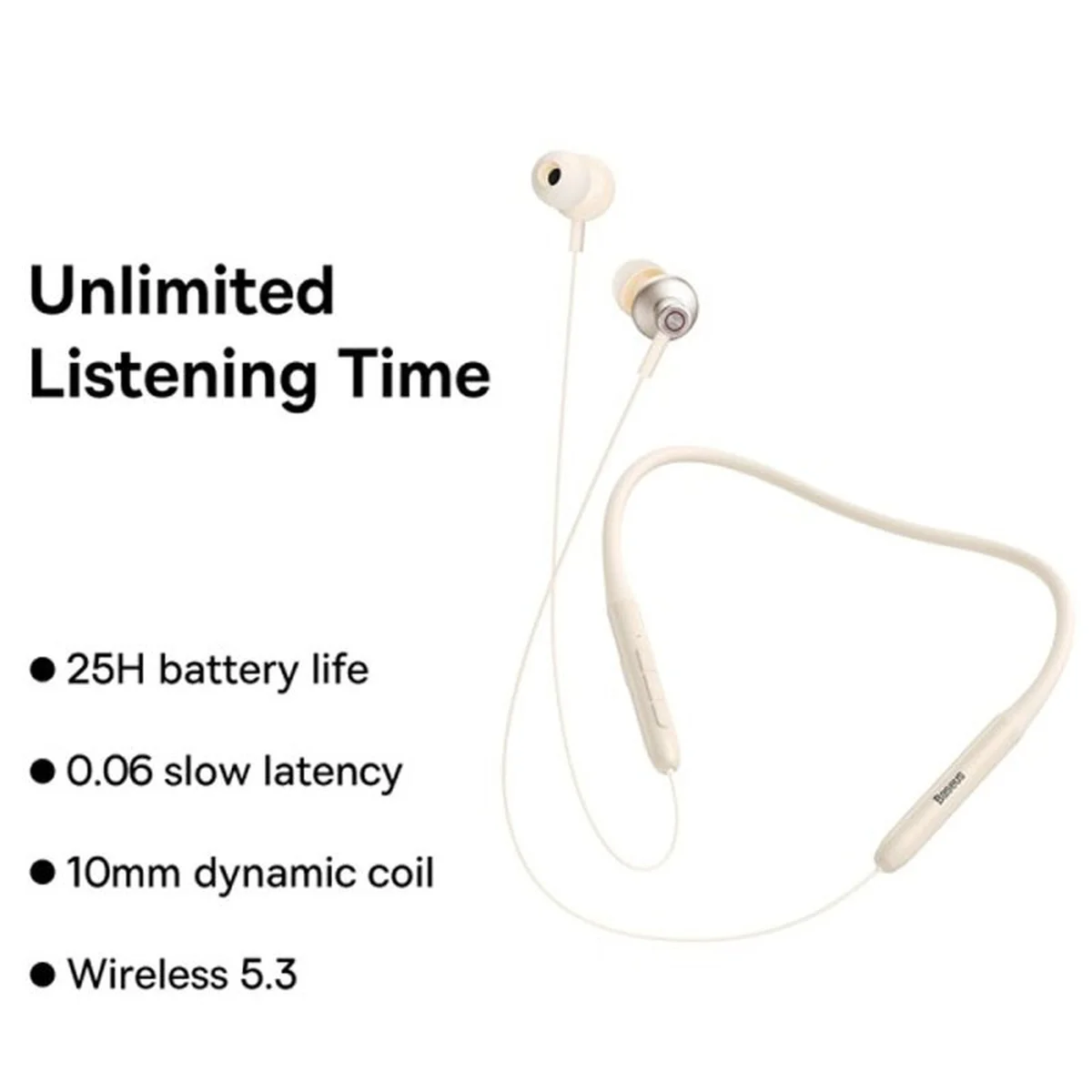 Беспроводные наушники Baseus Bowie P1 Half In-ear Neckband Wireless Earphones (NGPB000) Creamy-white