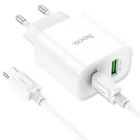 СЗУ HOCO C80A Plus Rapido PD20W+QC3.0 (1Type-C/1USB) + Type-C to Type-C White