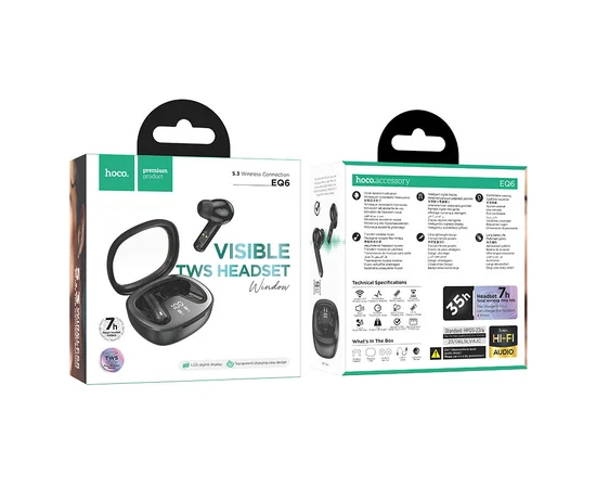 Беспроводные TWS наушники Hoco EQ6 Shadow Black