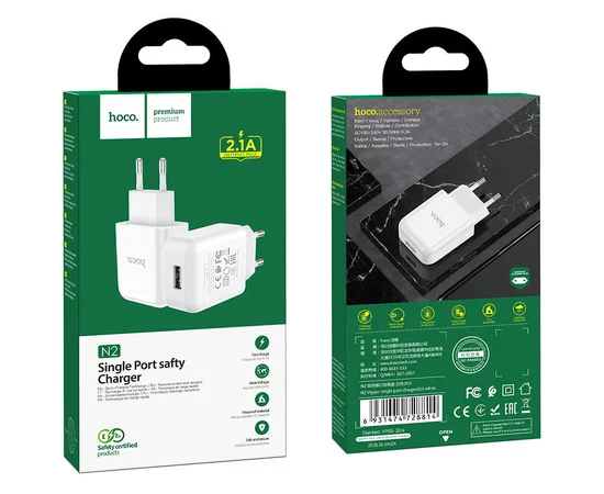 СЗУ Hoco N2 (1USB/2.1A) Белый