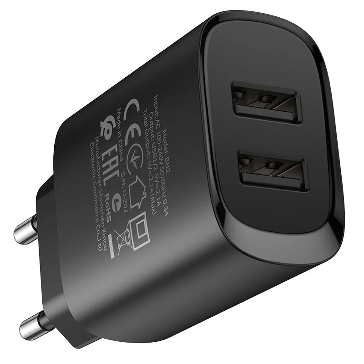 СЗУ Borofone BN2 (2USB/2.1A) Чорний