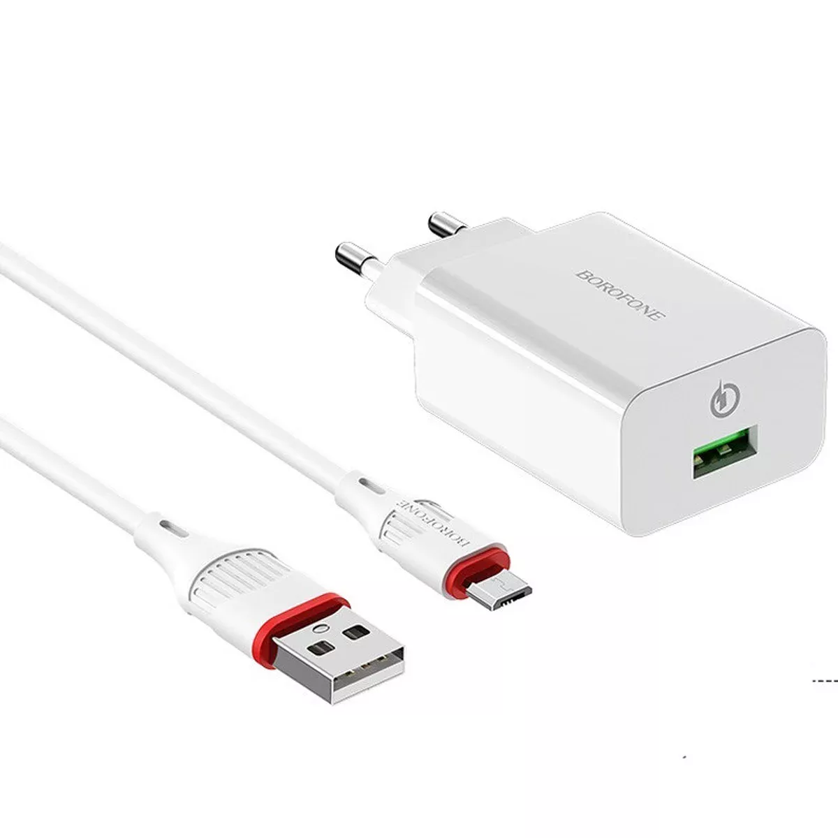 СЗУ Borofone BA21A Long journey QC3.0 (1USB/3A) + MicroUSB Білий