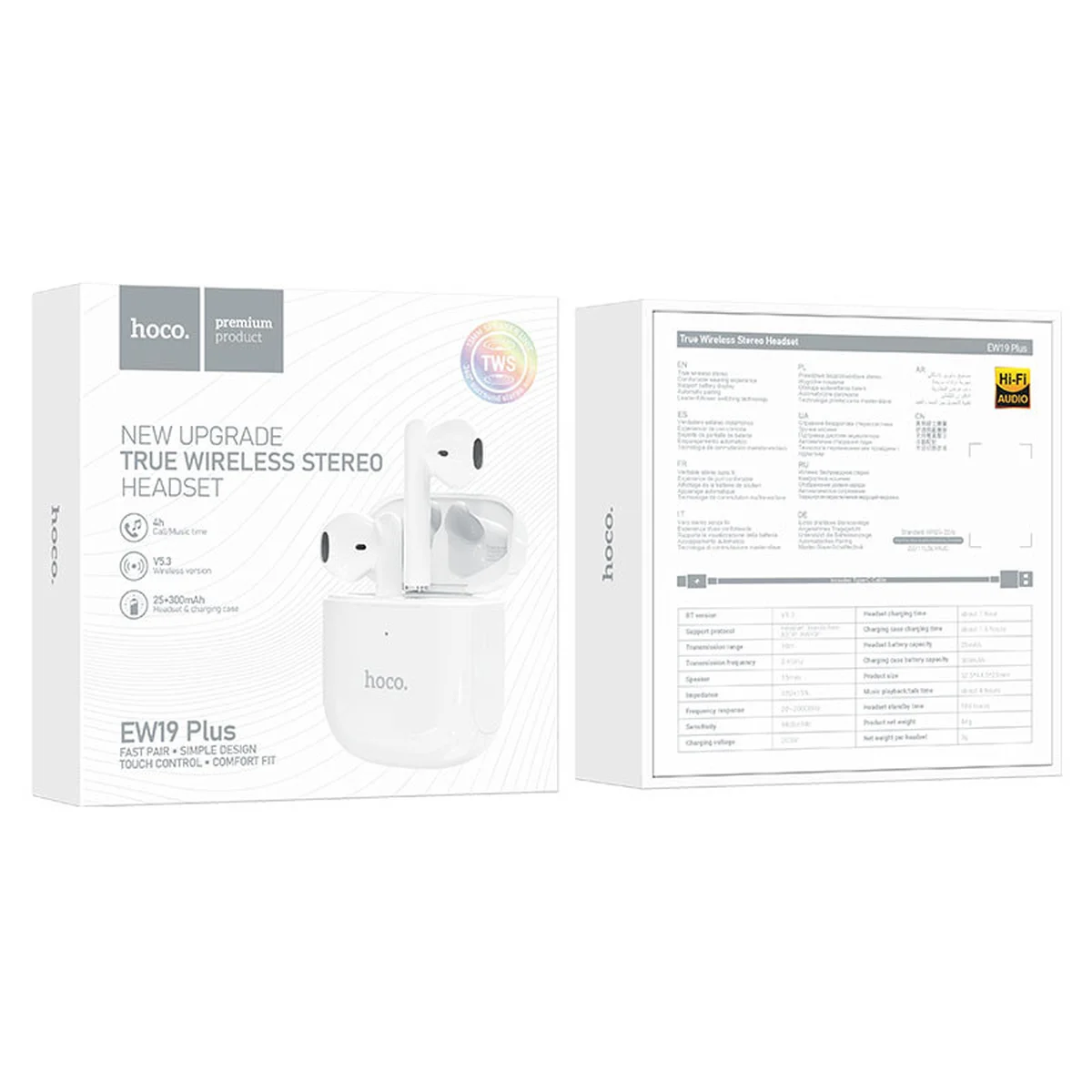 Бездротові навушники TWS Hoco EW19 Plus White