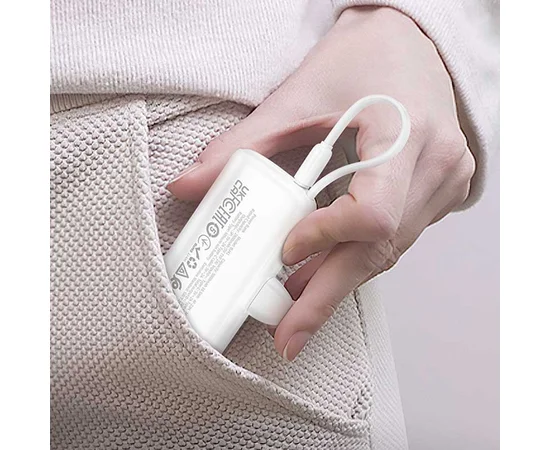 Портативное зарядное устройство Power Bank BOROFONE BJ41 Pocket with cable 5000 mAh White