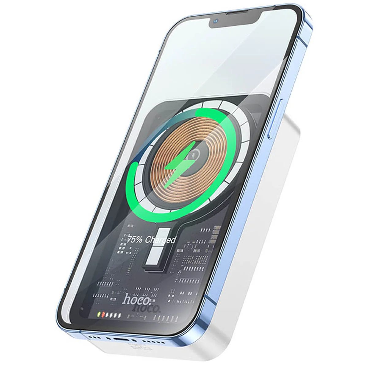 Портативное зарядное устройство Power Bank Hoco Q10A Transparent PD20W с БЗУ 10 000 mAh White