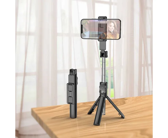 Монопод для селфи Borofone BY7 с треногой + съемный BT пульт Черный