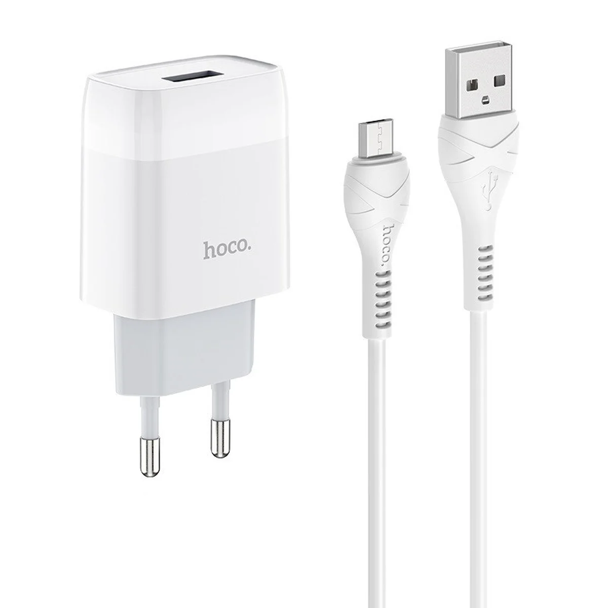 СЗУ Hoco C72A (1USB / 2.1A) + MicroUSB Білий