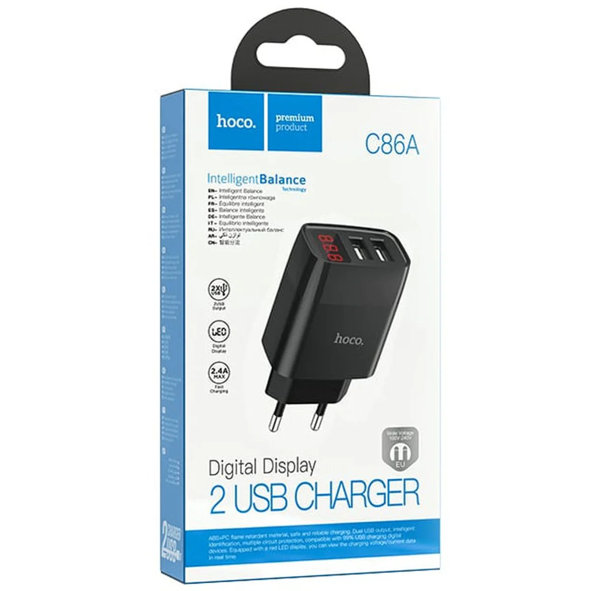 СЗУ HOCO C86A (2USB/2.4A) Чорний