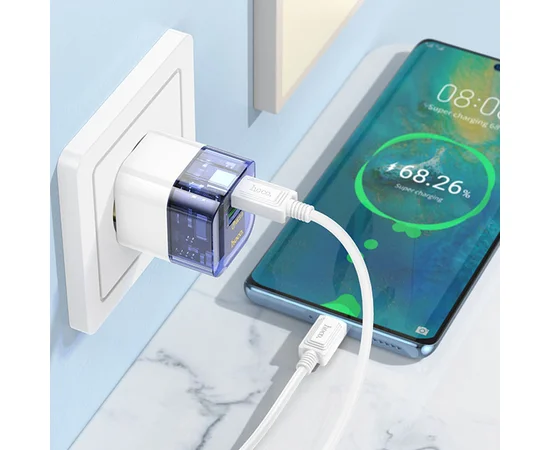 СЗУ Hoco C131A Platium PD30W+QC3.0 Transparent blue