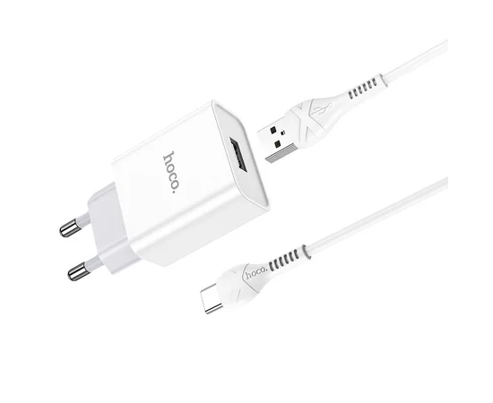 СЗУ HOCO C81A (1USB / 2.1A) + Type-C Білий