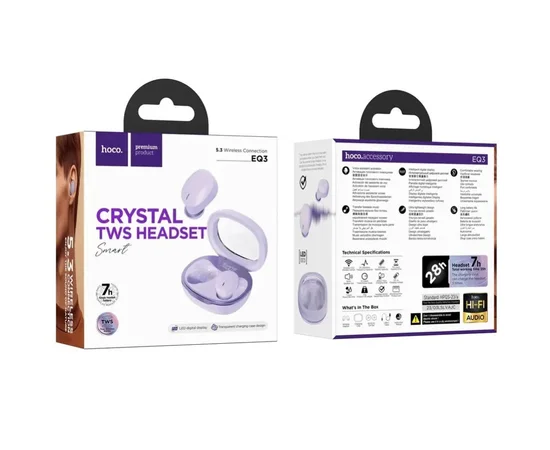 Беспроводные TWS наушники Hoco EQ3 Smart Purple