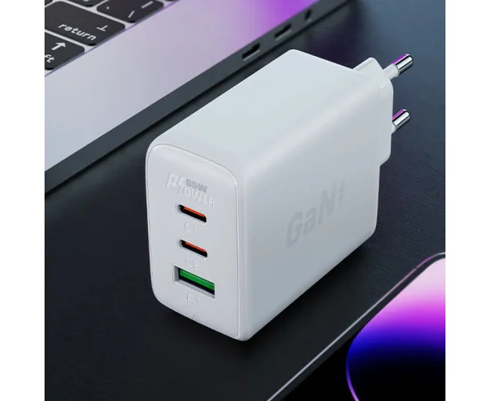 СЗУ Acefast A41 PD65W GaN (2*USB-C+USB-A) White