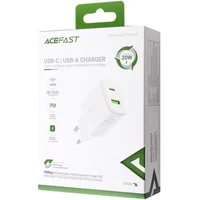 СЗУ Acefast A25 PD20W (USB-C+USB-A) dual port White