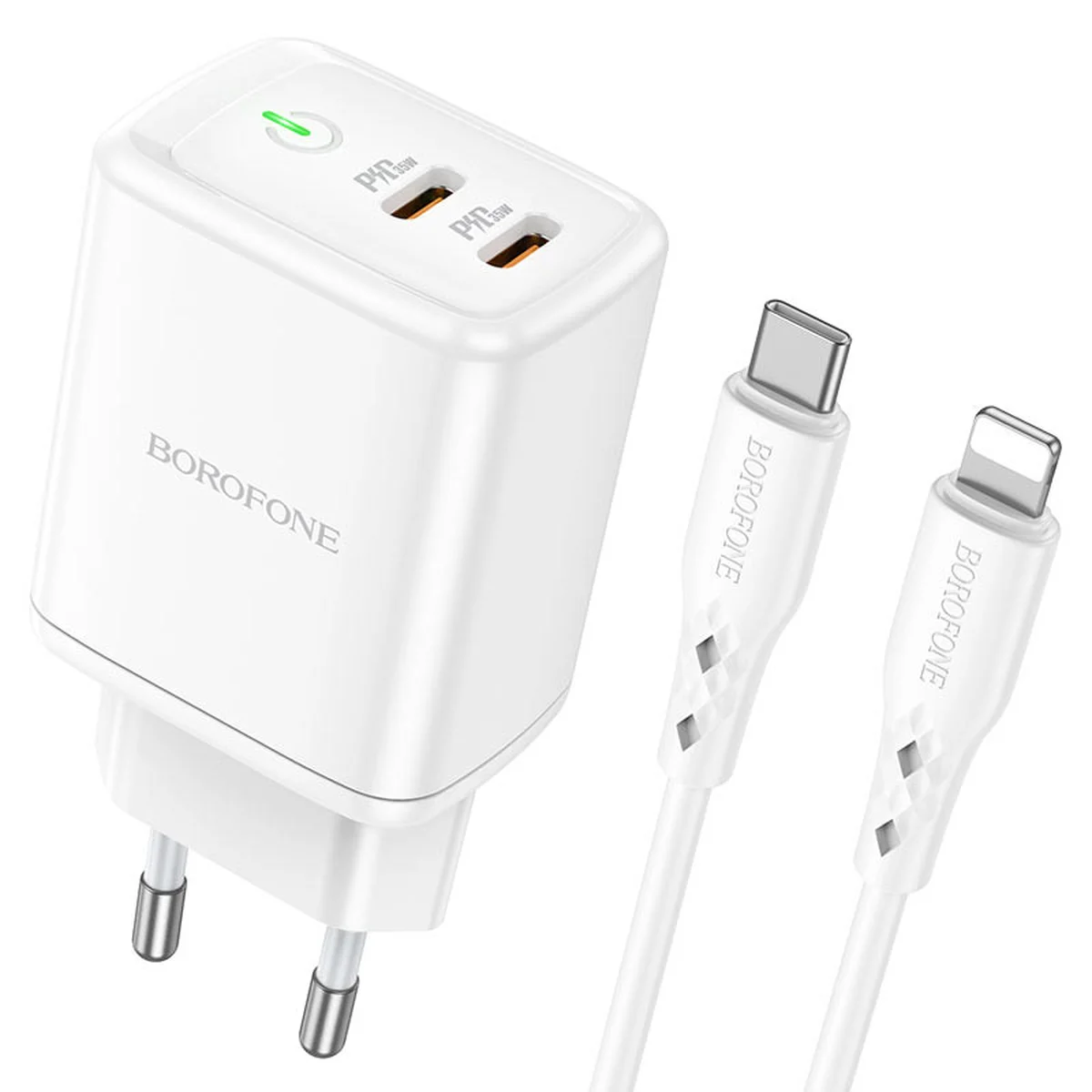 СЗУ Borofone BN9 PD35W (2Type-C) + Type-C to Lightning White