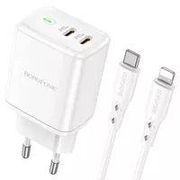 СЗУ Borofone BN9 PD35W (2Type-C) + Type-C to Lightning White