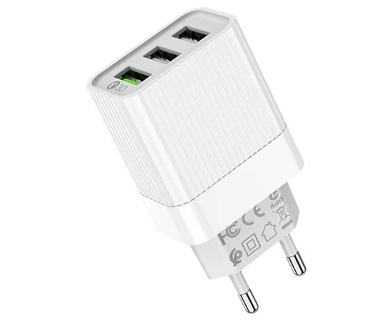 СЗУ Borofone BA40A Speedway three-Port QC3.0 Белый