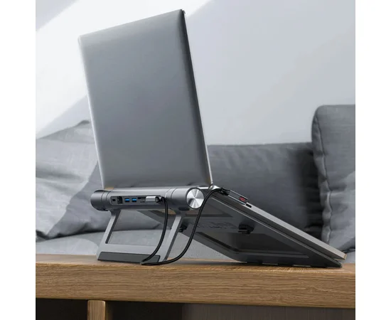 Подставка для ноутбука + HUB Acefast E5 PLUS USB-C Space Gray