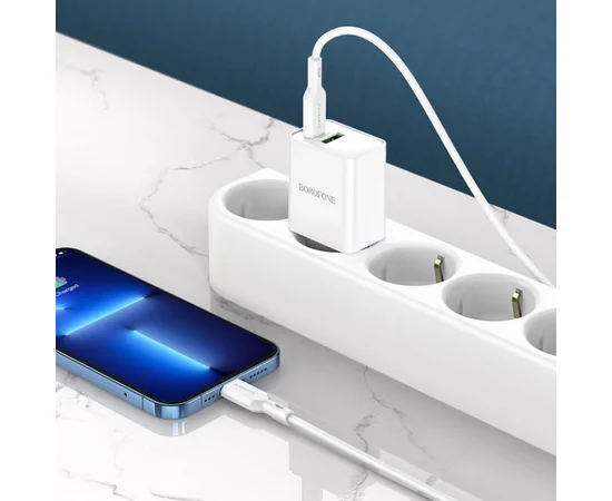 СЗУ Borofone BA69A Resource PD20W+QC3.0 (Type-C to Lighting) White