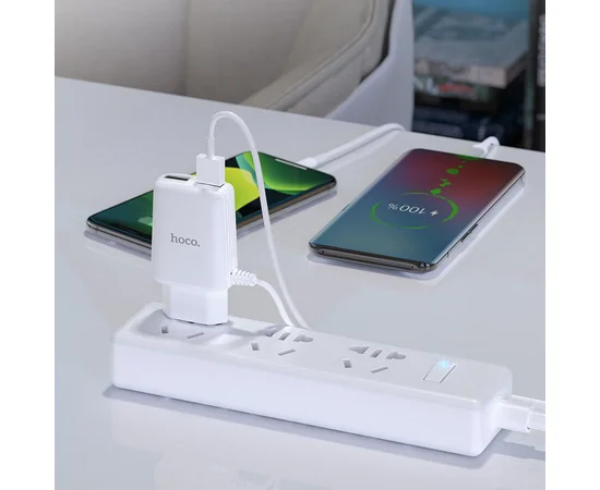 СЗУ HOCO C82A Real power dual port cable charger (for MicroUSB) (EU) Белый