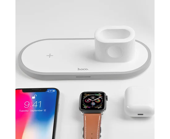 Бездротове зарядний пристрій HOCO CW21 3in1 Білий