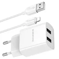 СЗУ Borofone BA53A Powerway (2USB/2.1A) + MicroUSB Белый