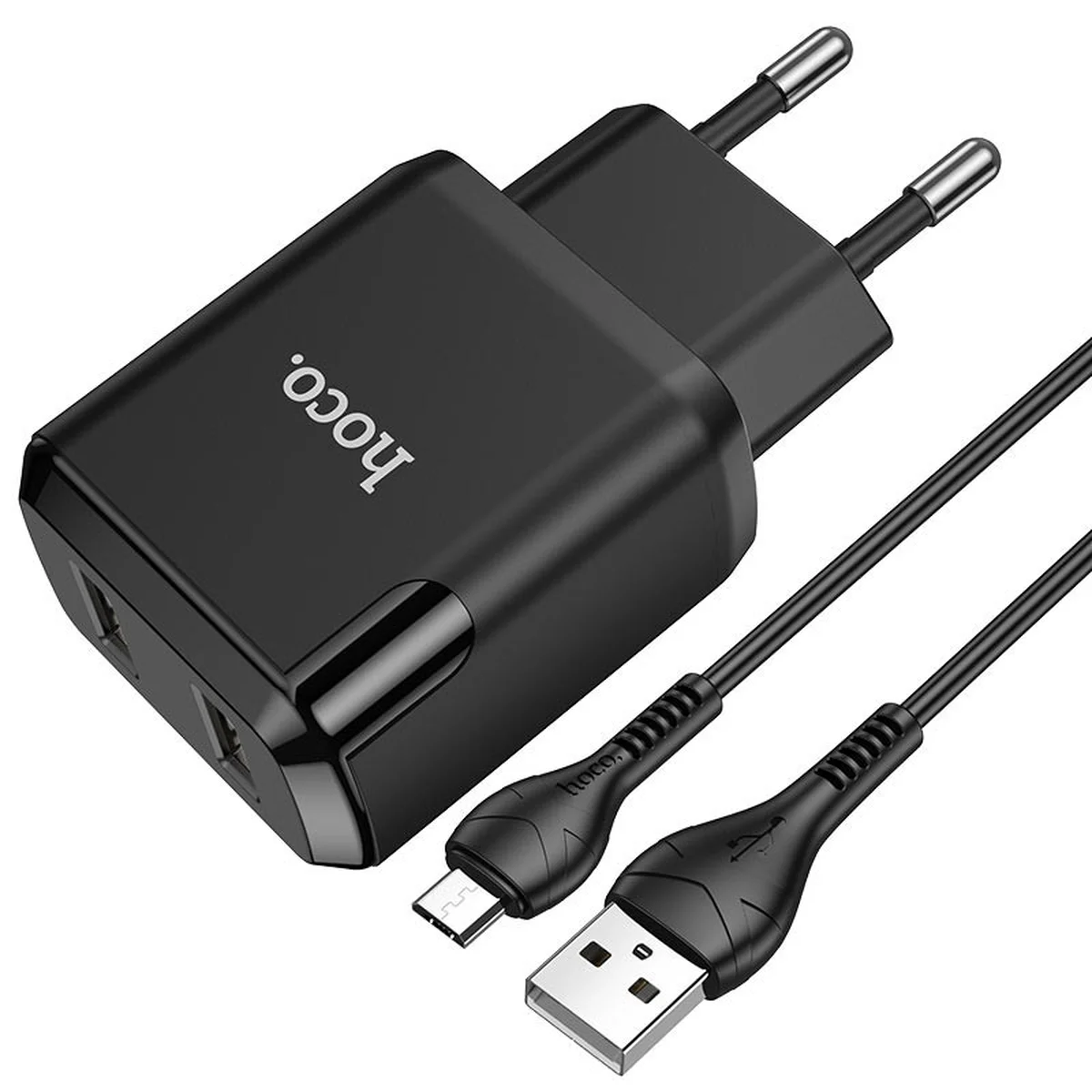 СЗУ HOCO N7 (2USB / 2,1A) + USB - MicroUSB Чорний