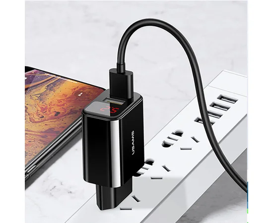 СЗУ USAMS US-CC073 T17 с дисплеем (2USB) Черный