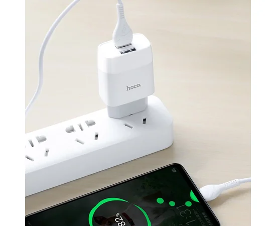 СЗУ HOCO C73A (2USB / 2.4A) + Type-C Білий
