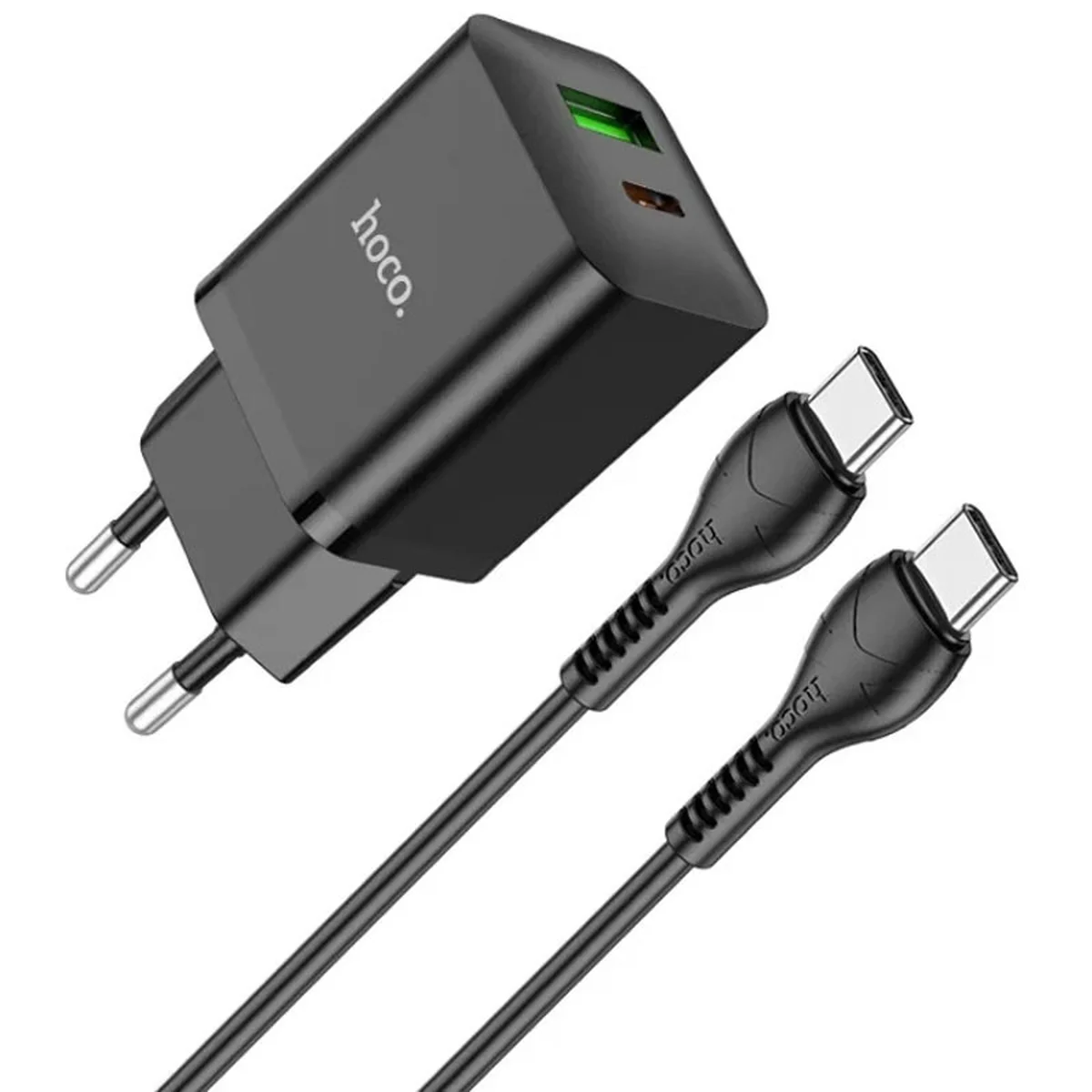 СЗУ Hoco N28 Founder PD20W+QC3.0 + Type-C to Type-C Black