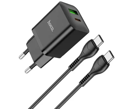 СЗУ Hoco N28 Founder PD20W+QC3.0 + Type-C to Type-C Black