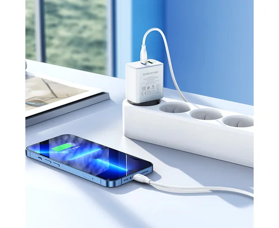 СЗУ Borofone BA67A PD20W+QC3.0 + Type-C + Lightning Білий