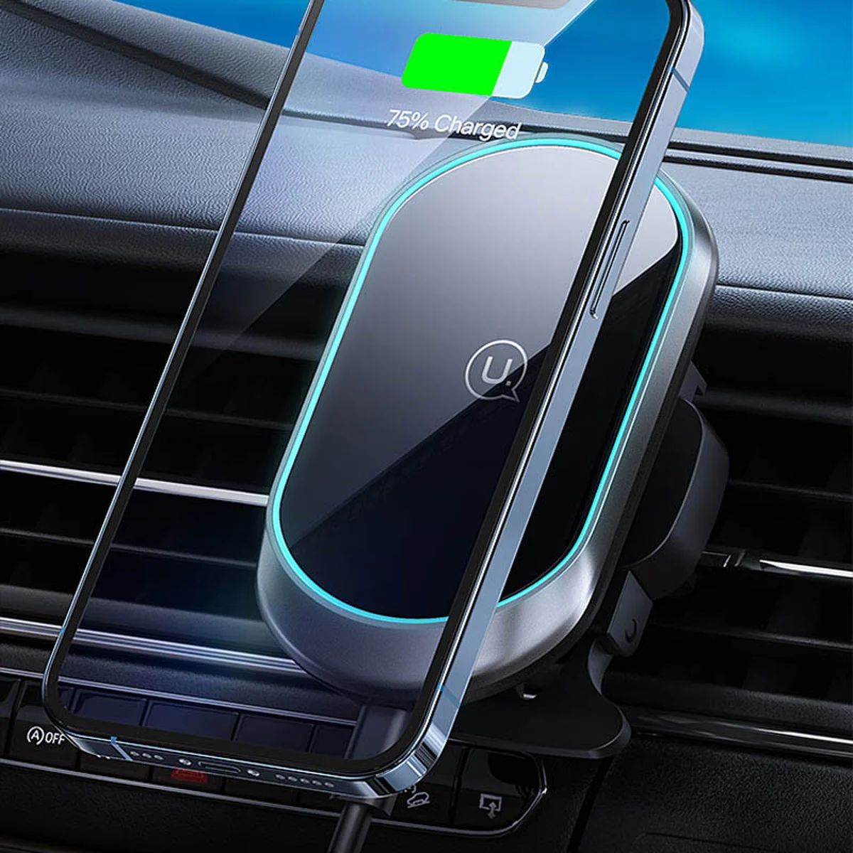 Автодержатель с БЗУ Usams US-CD182 15W Air Vent Black