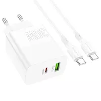 СЗУ Borofone BA75A PD30W+QC3.0 + Type-C + Type-C White