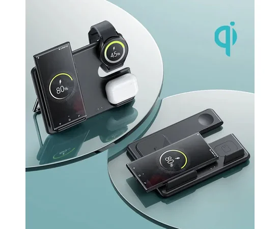 БЗУ Hoco CQ2 Flash folding 3-in-1 wireless fast charger (for Samsung Watch) Black