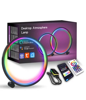 Настільна LED лампа RGB Intelligent circular atmosphere light Bluetooth USB with app Black