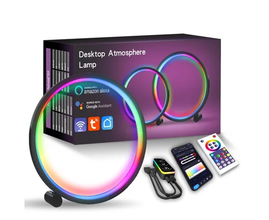 Настільна LED лампа RGB Intelligent circular atmosphere light Bluetooth USB with app Black