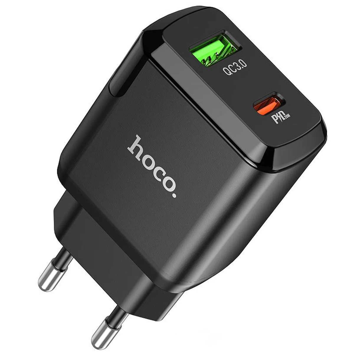 СЗУ Hoco N5 Favor 20W PD+QC3.0 (1USB/1Type-C/3A) Черный