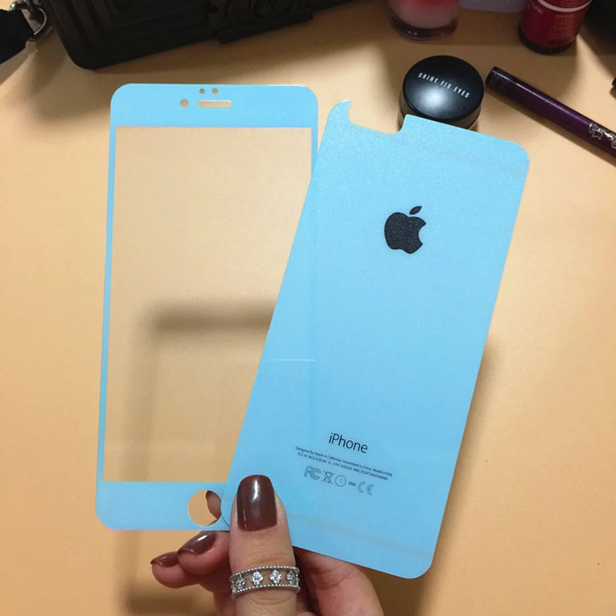 Переднее+заднее бирюзовое стекло для iPhone 6/6S